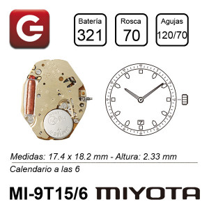 MIYOTA 9T15/6 MIYOTA 9T15/6